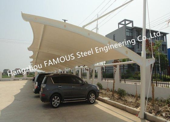 चीन पनरोक स्टील PVDF PTFE तन्यता झिल्ली संरचना कार पार्किंग शेड आपूर्तिकर्ता